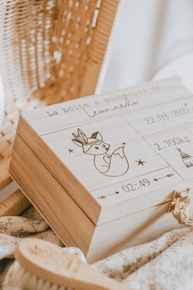 Boîte en bois personnalisée, souvenirs de bébé - Print Your Love